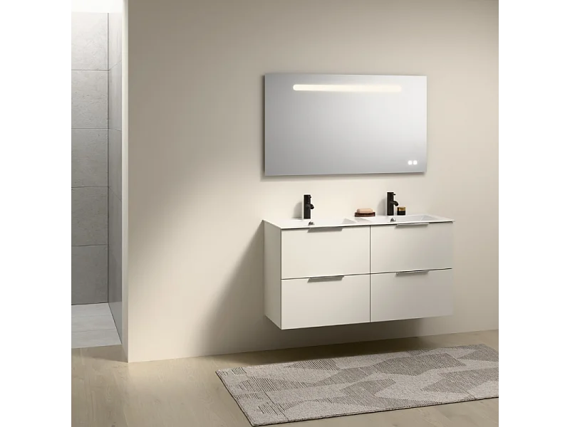 Meuble double vasque 120 cm BURGBAD Olena blanc brillant