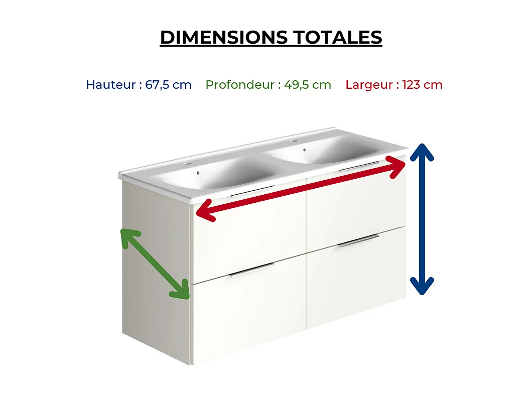Meuble double vasque 120 cm BURGBAD Olena blanc brillant