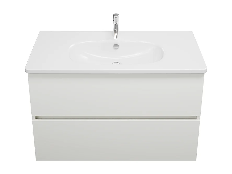 Meuble de salle de bain simple vasque 100 cm BURGBAD Joline blanc mat