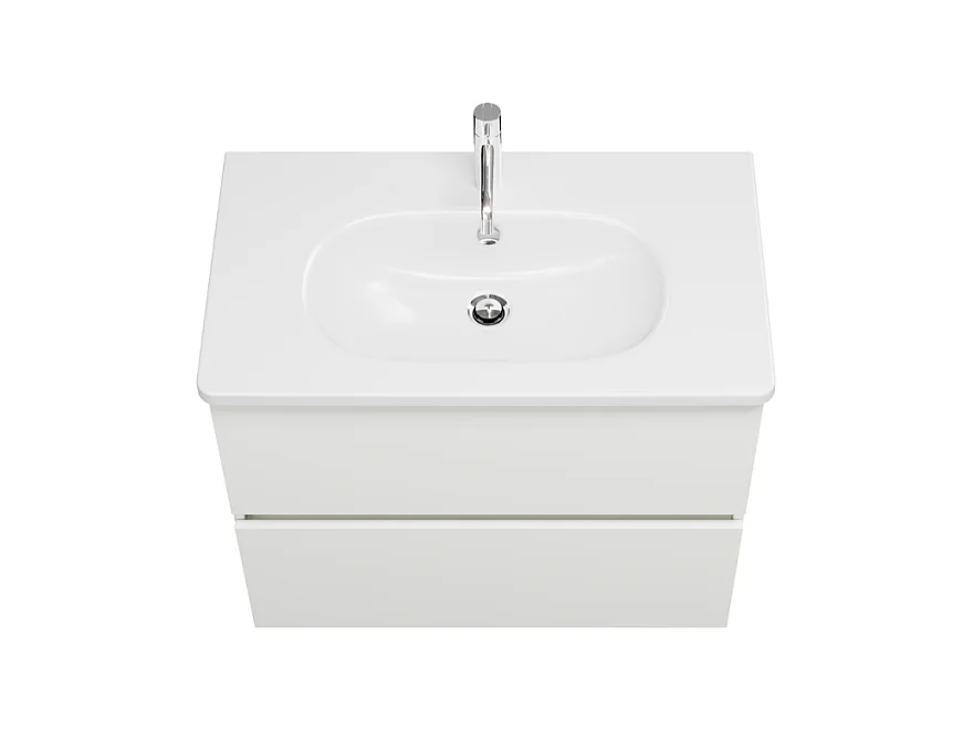 Meuble de salle de bain simple vasque 80 cm BURGBAD Joline blanc
