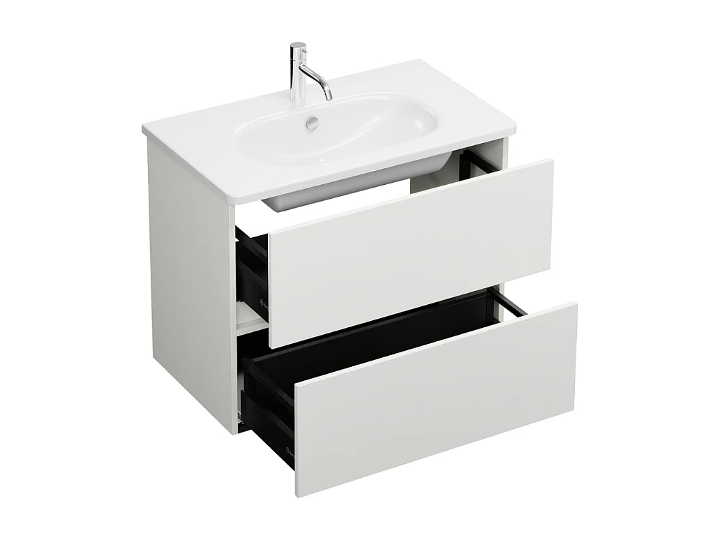 Meuble de salle de bain simple vasque 80 cm BURGBAD Joline blanc