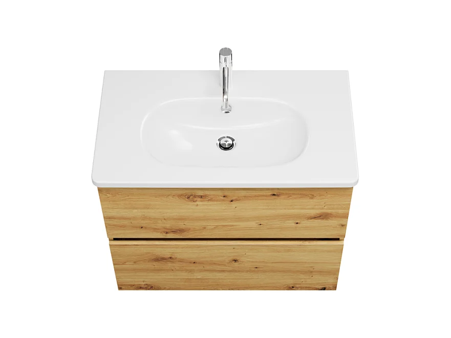 Meuble de salle de bain simple vasque 80 cm BURGBAD Joline chêne