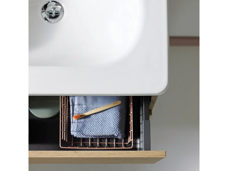 Meuble de salle de bain simple vasque 80 cm BURGBAD Joline chêne