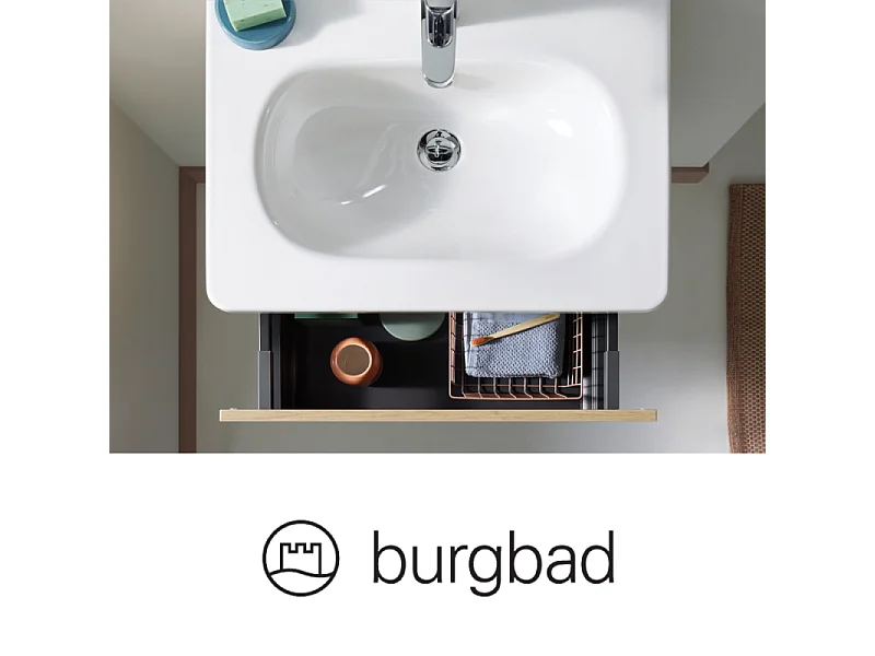 Meuble de salle de bain simple vasque 80 cm BURGBAD Joline chêne