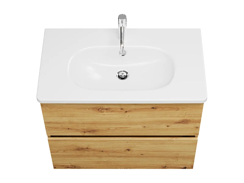 Meuble de salle de bain simple vasque 80 cm BURGBAD Joline chêne