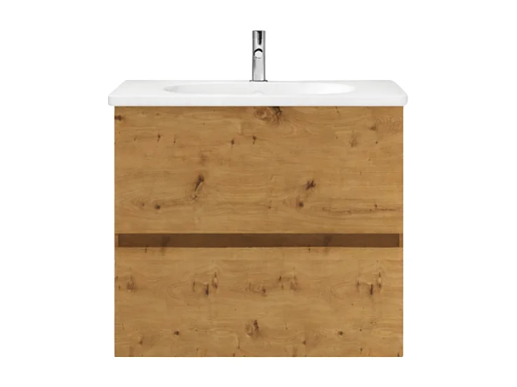 Meuble de salle de bain simple vasque 80 cm BURGBAD Joline chêne