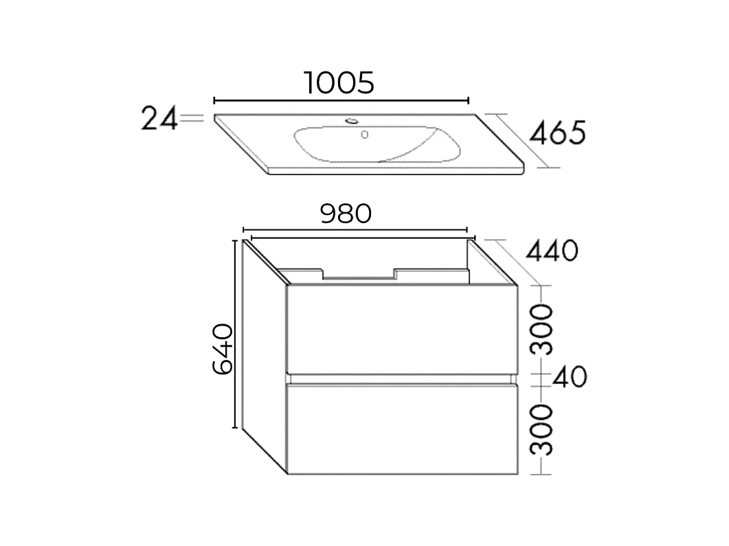 Meuble de salle de bain simple vasque 100 cm BURGBAD Joline chêne