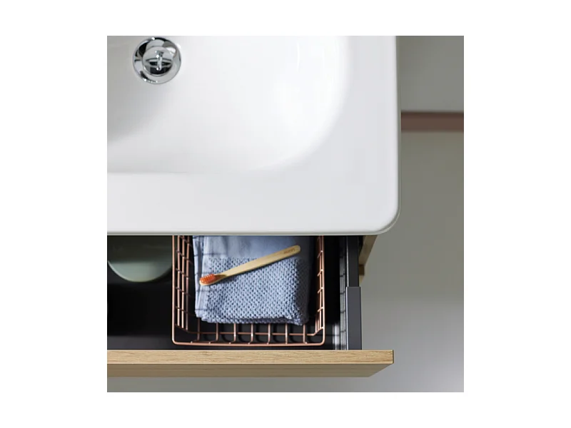 Meuble de salle de bain simple vasque 100 cm BURGBAD Joline chêne