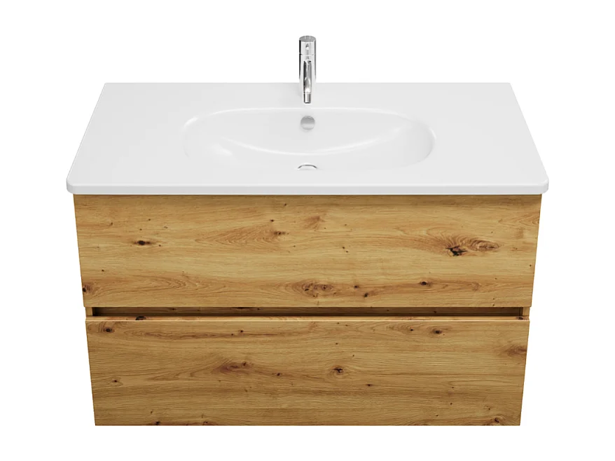 Meuble de salle de bain simple vasque 100 cm BURGBAD Joline chêne