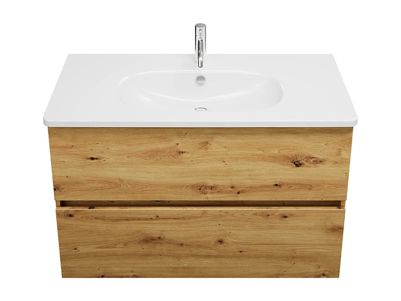 Meuble de salle de bain simple vasque 100 cm BURGBAD Joline chêne