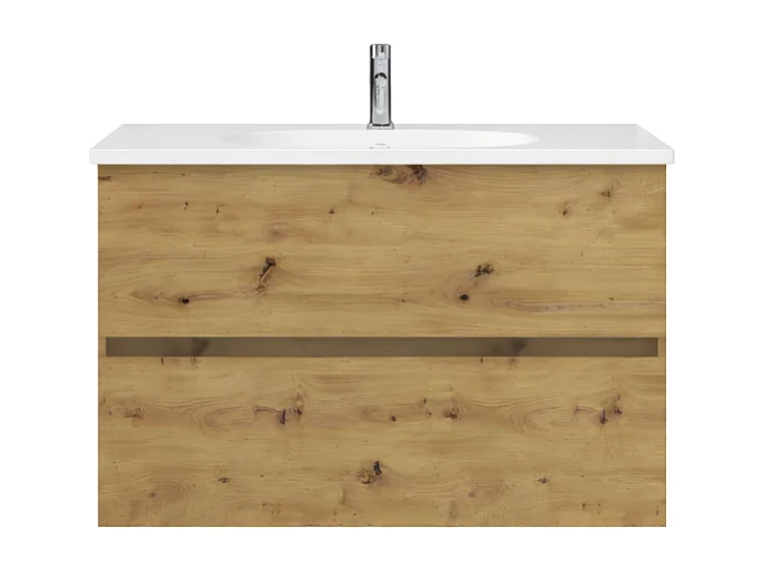 Meuble de salle de bain simple vasque 100 cm BURGBAD Joline chêne