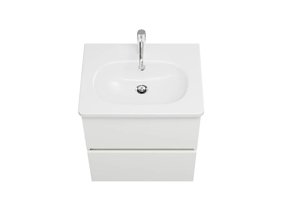 Meuble de salle de bain simple vasque 60 cm BURGBAD Joline blanc mat