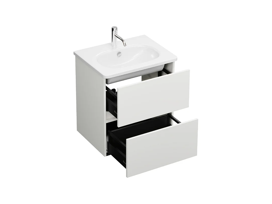 Meuble de salle de bain simple vasque 60 cm BURGBAD Joline blanc mat