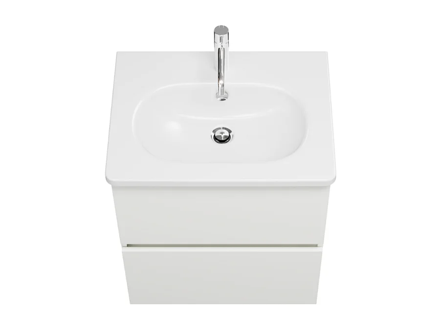 Meuble de salle de bain simple vasque 60 cm BURGBAD Joline blanc mat