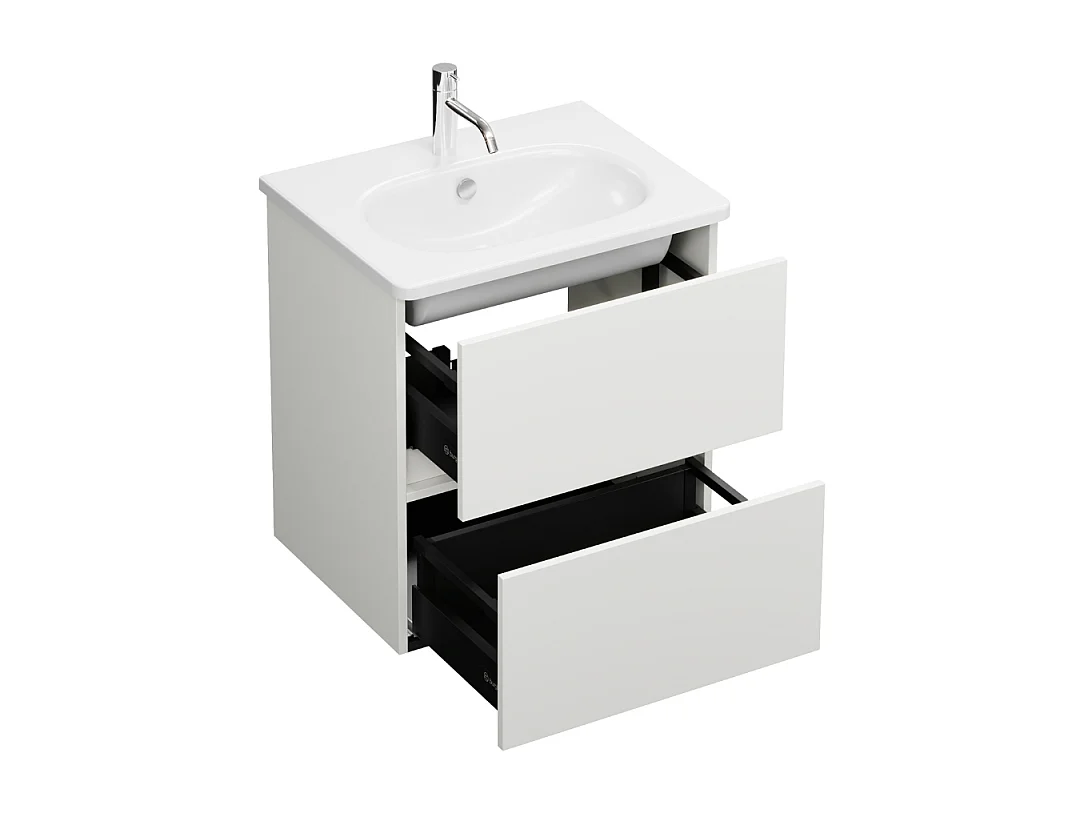 Meuble de salle de bain simple vasque 60 cm BURGBAD Joline blanc mat