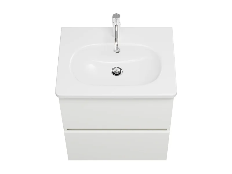 Meuble de salle de bain simple vasque 60 cm BURGBAD Joline blanc mat