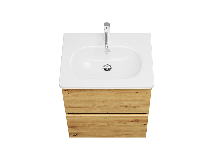 Meuble de salle de bain simple vasque 60 cm BURGBAD Joline chêne