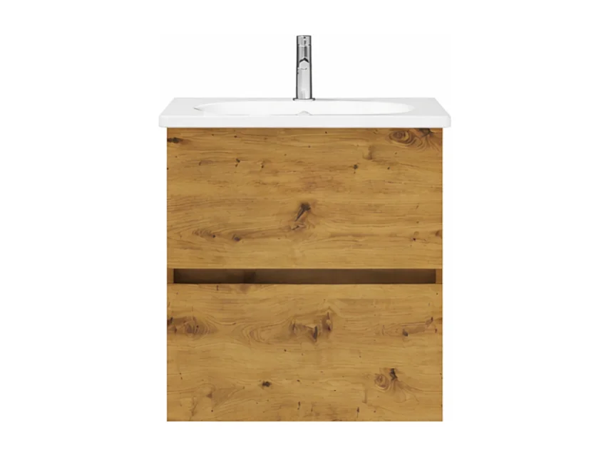 Meuble de salle de bain simple vasque 60 cm BURGBAD Joline chêne