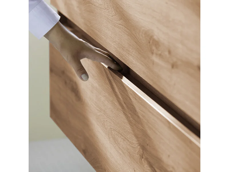 Meuble de salle de bain simple vasque 60 cm BURGBAD Joline chêne