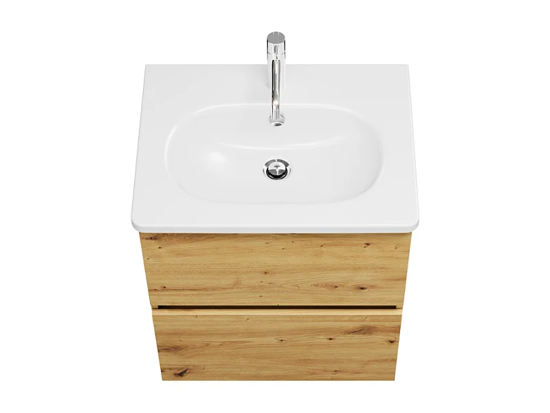 Meuble de salle de bain simple vasque 60 cm BURGBAD Joline chêne