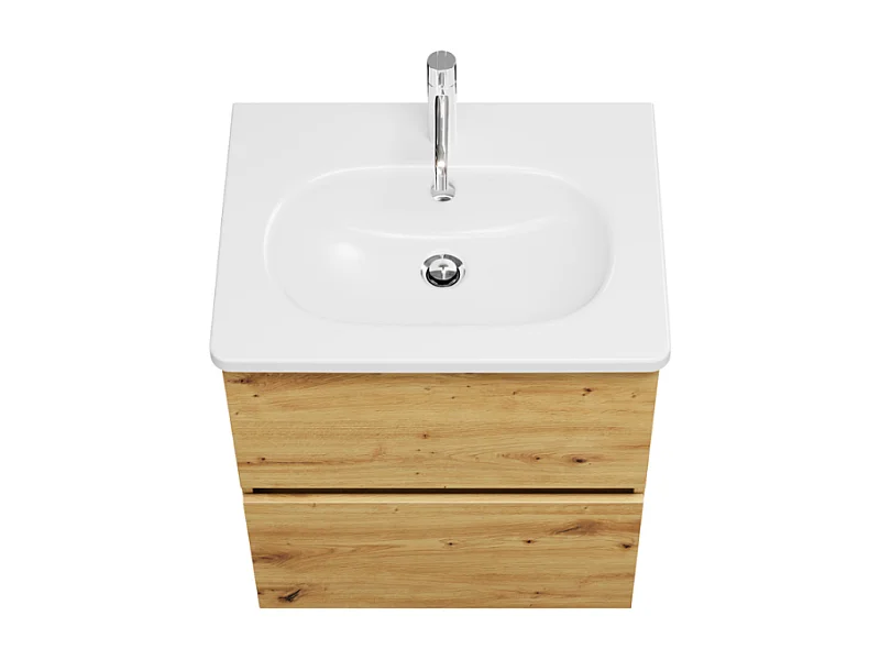 Meuble de salle de bain simple vasque 60 cm BURGBAD Joline chêne