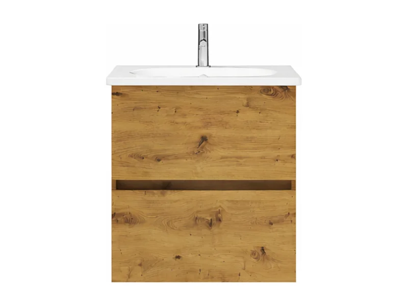 Meuble de salle de bain simple vasque 60 cm BURGBAD Joline chêne