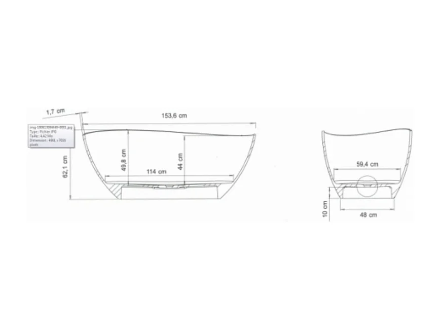 JACUZZI Baignoire ilot 150 X 80 ilot illusion White acrylique