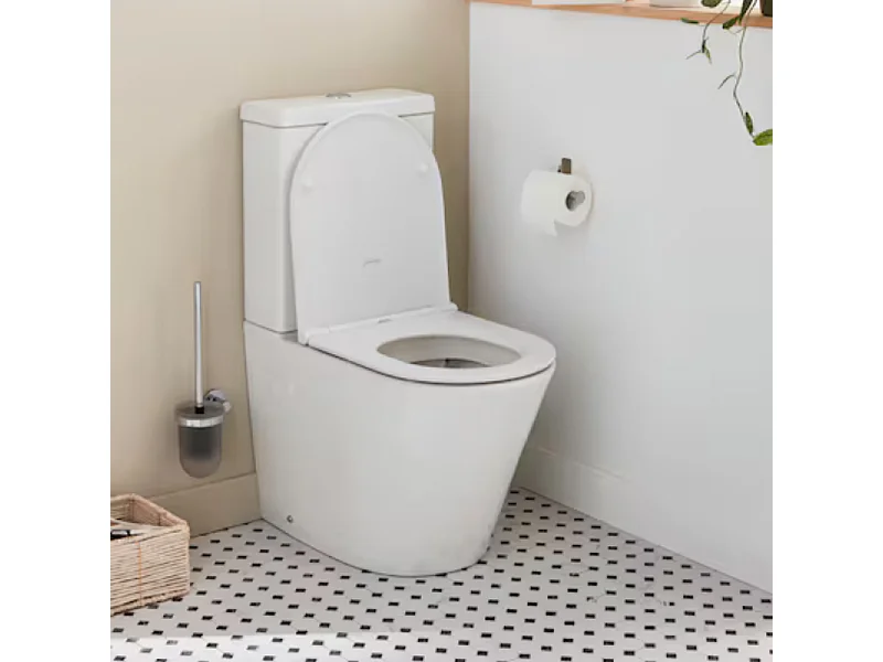 WC à poser sans bride sortie universelle JACOB DELAFON Rodin+ avec abattant frein de chute +  tabouret physiologique bois