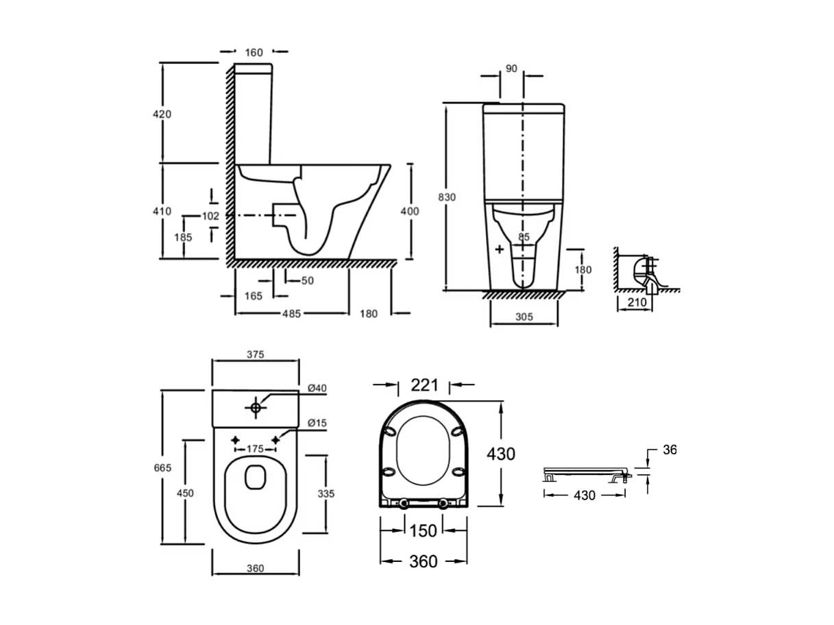 WC à poser sans bride sortie universelle JACOB DELAFON Rodin+ avec abattant frein de chute +  tabouret physiologique bois