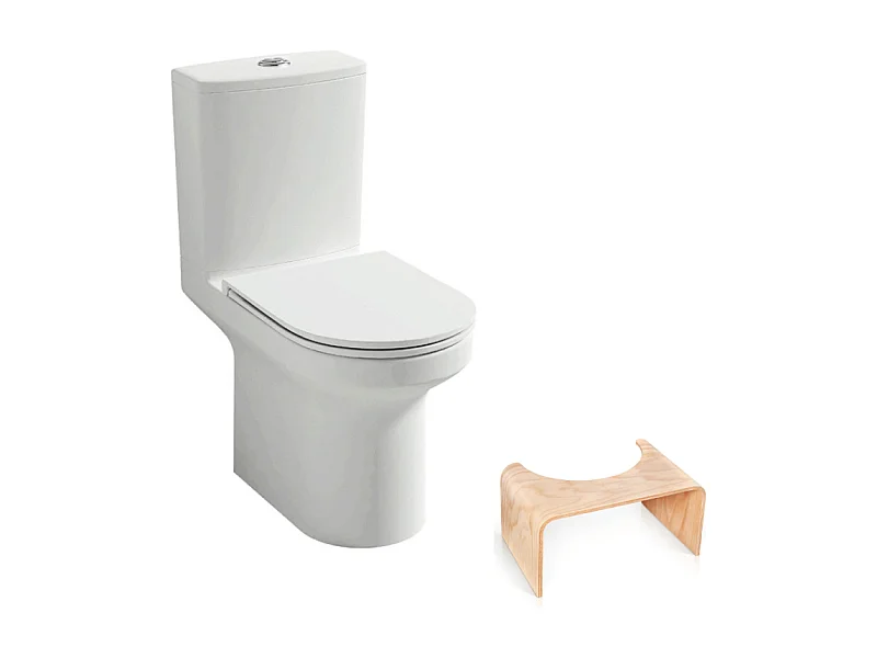 WC au sol sans bride JACOB DELAFON Elite + tabouret physiologique bois