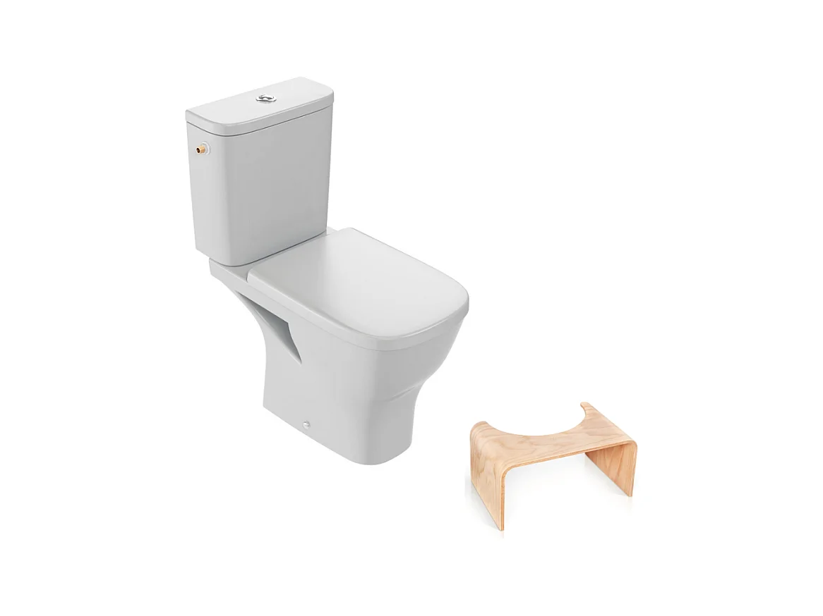 WC à poser sans bride JACOB DELAFON Struktura + abattant + Tabouret physiologique bois