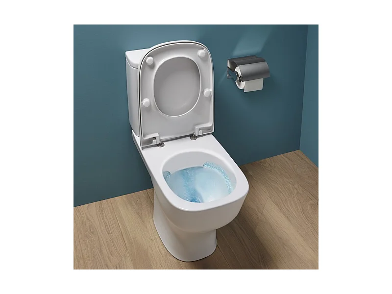 WC à poser sans bride JACOB DELAFON Struktura + abattant + Tabouret physiologique bois