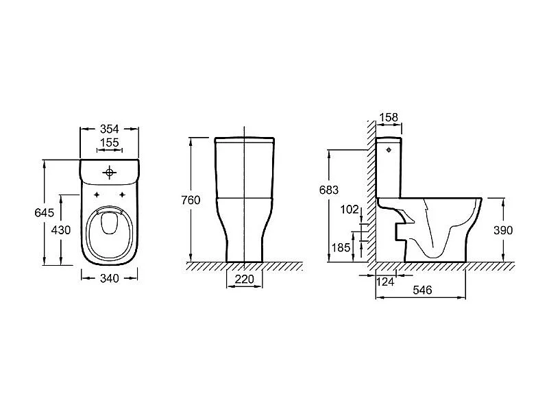 WC à poser sans bride sortie horizontale JACOB DELAFON Struktura avec abattant + Tabouret physiologique bois