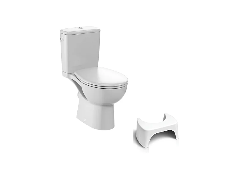 WC à poser sans bride JACOB DELAFON Gaspard + Tabouret physiologique blanc