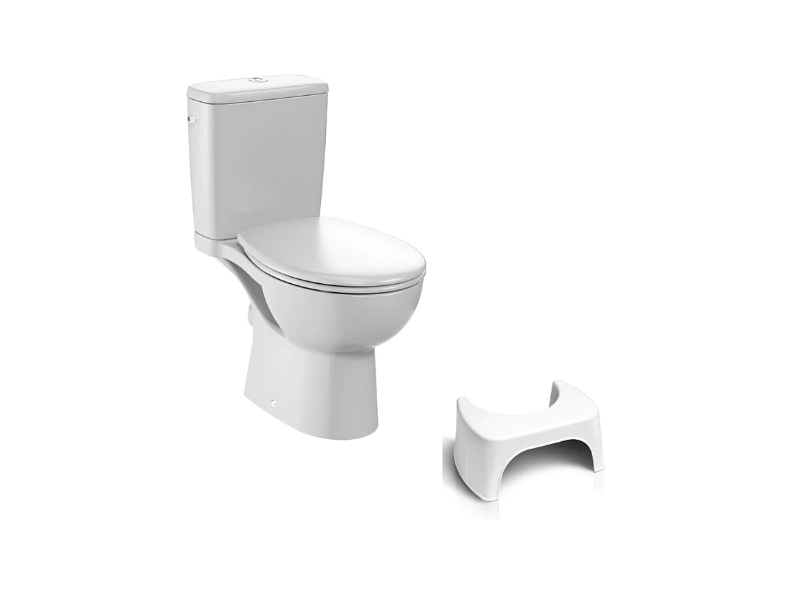 WC à poser sans bride JACOB DELAFON Gaspard + Tabouret physiologique blanc