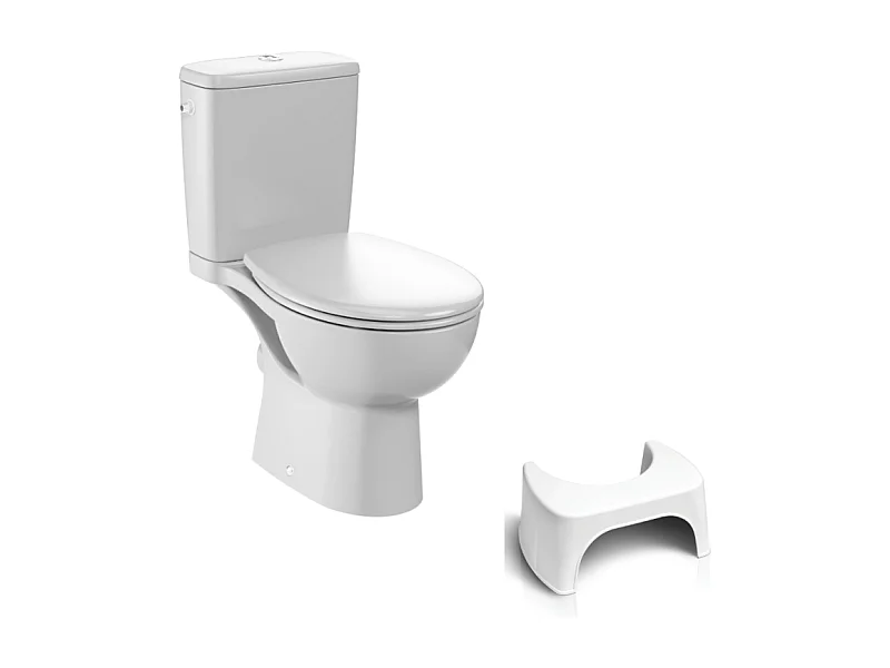 WC à poser sans bride JACOB DELAFON Gaspard + Tabouret physiologique blanc