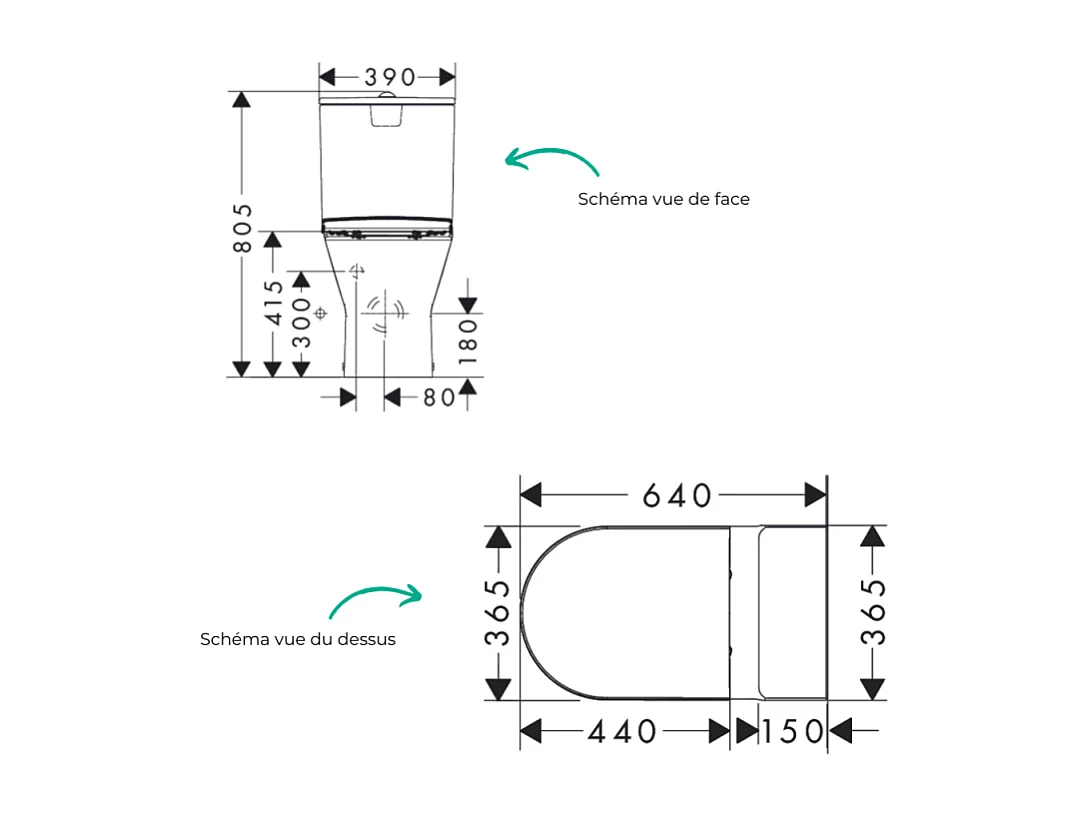 WC à poser sans bride sortie universelle HANSGROHE Elupura Original S avec abattant