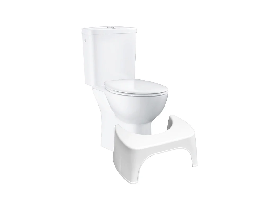 PACK WC avec bride à poser GROHE Bau Ceramic + Tabouret physiologique plastique Blanc