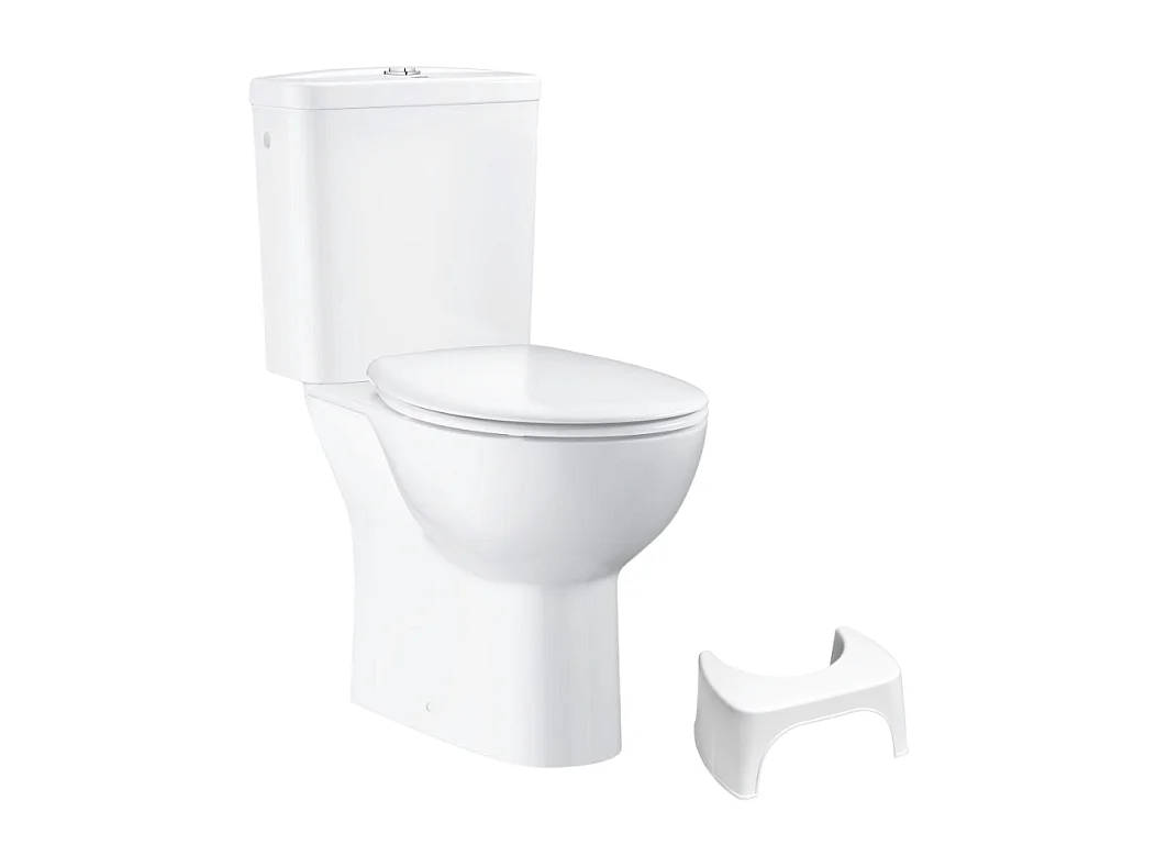 PACK WC avec bride à poser GROHE Bau Ceramic + Tabouret physiologique plastique Blanc