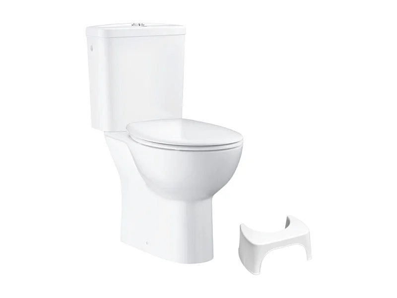 PACK WC avec bride à poser GROHE Bau Ceramic + Tabouret physiologique plastique Blanc