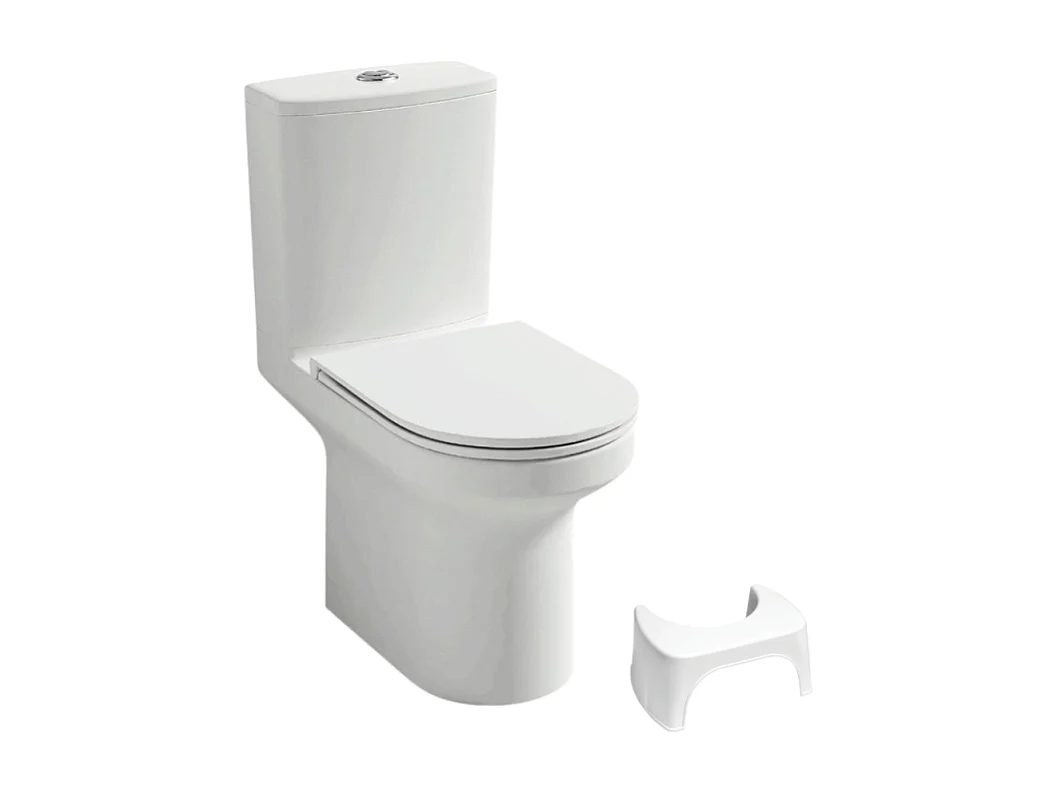 WC à poser sans bride sortie horizontale JACOB DELAFON Elite avec abattant frein de chute + tabouret physiologique blanc