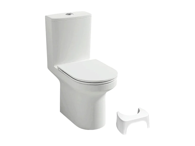 WC à poser sans bride sortie horizontale JACOB DELAFON Elite avec abattant frein de chute + tabouret physiologique blanc