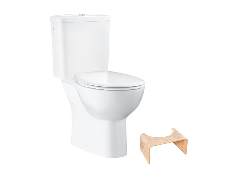 PACK WC avec bride à poser GROHE Bau Ceramic + Tabouret physiologique Bois