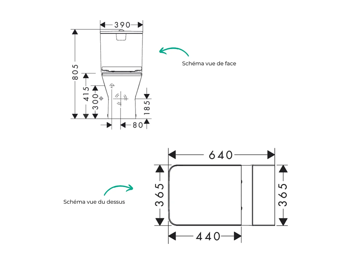 WC à poser sans bride sortie universelle HANSGROHE Elupura Original Q avec abattant