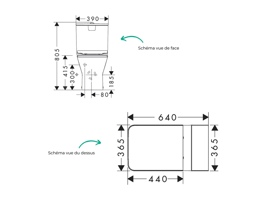 WC à poser sans bride sortie universelle HANSGROHE Elupura Original Q avec abattant