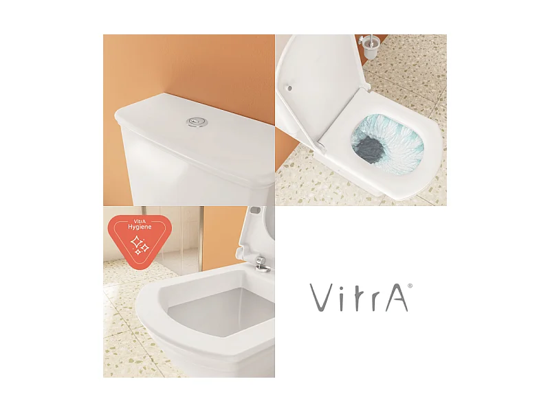 WC au sol sans bride VITRA Valarte + abattant Blanc