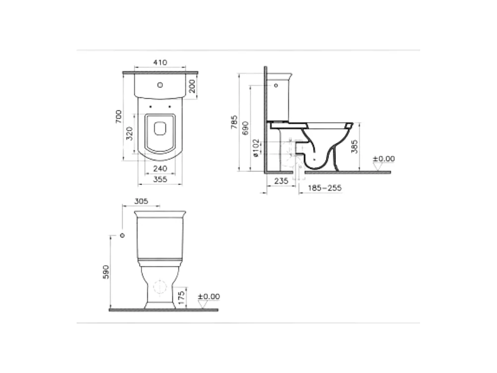 WC au sol sans bride VITRA Valarte + abattant Blanc