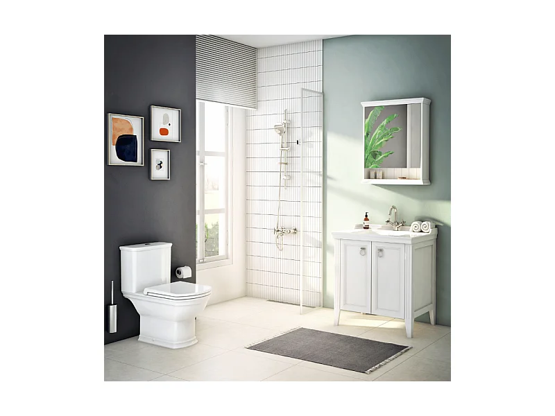 WC au sol sans bride VITRA Valarte + abattant Blanc