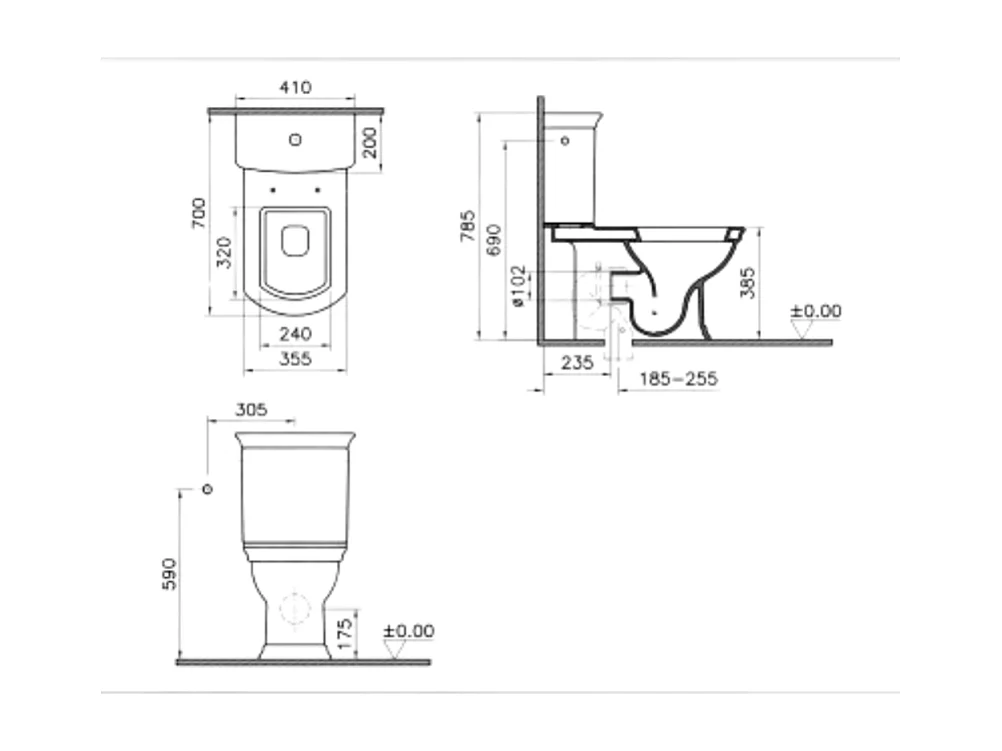WC au sol sans bride VITRA Valarte + abattant Blanc