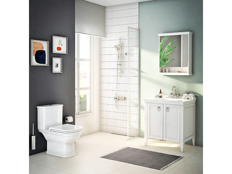 WC au sol sans bride VITRA Valarte + abattant Blanc